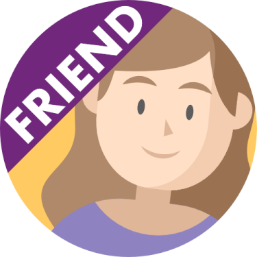 Badge FRIEND : Oreille amie pour vous confier et pour parler. Sans jugement...